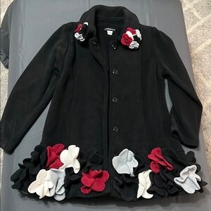 Kate Mack Black Coat with Floral Accents